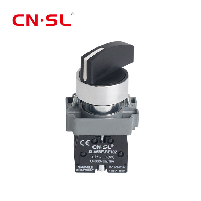  XB2 Series Self-locking Rotary Switch Second Gears Knob Switch 3 Position Black Selector Knob Switch