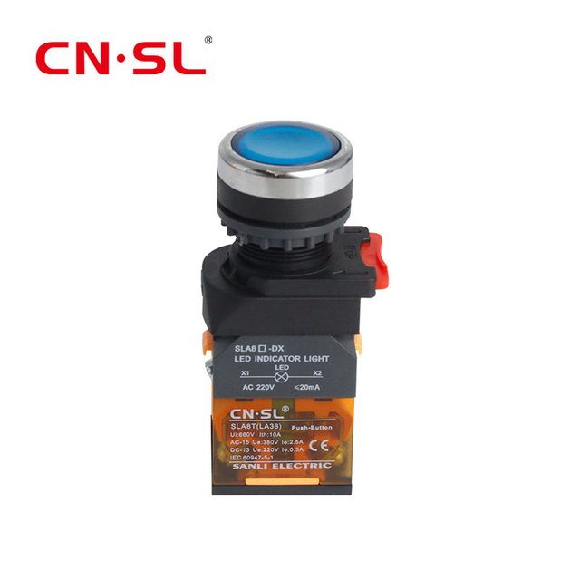 SLA8T Series Push Button Switch Press Type Self-resetting With LED Starts And Stops Circular 1NO1NC/2NO/2NC